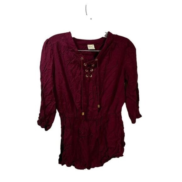 Faded Glory 3/4 Sleeve Peasant Top with‎ Front Tassels Small - Picture 1 of 5
